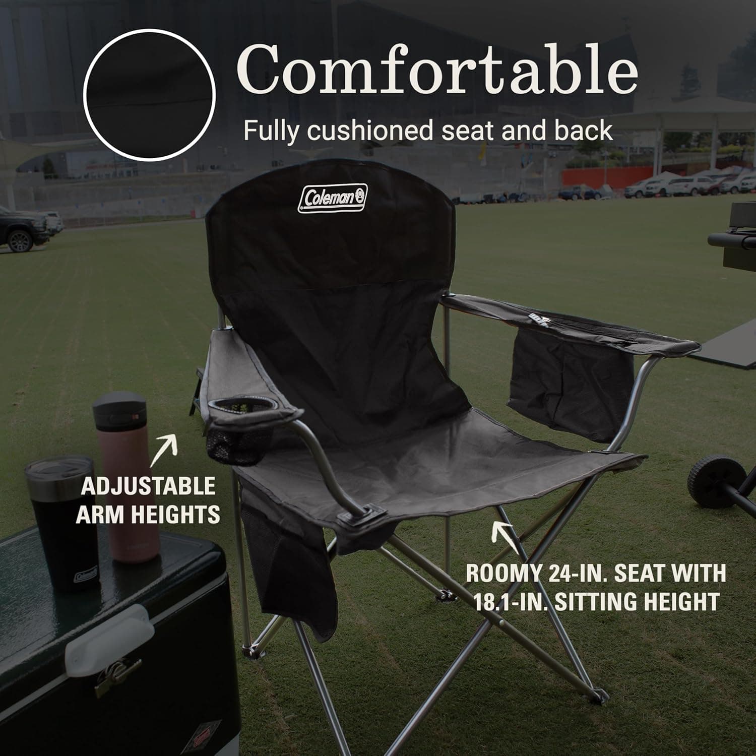Coleman Portable Camping Chair with 4-Can Cooler